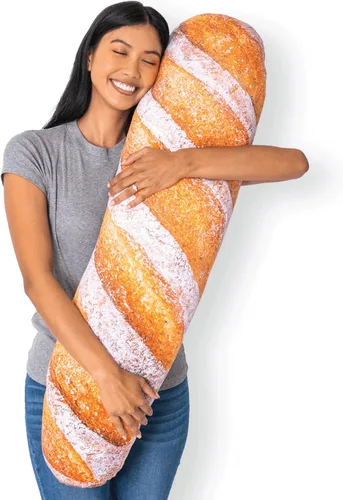 Much Comfort Almohada de 42" 3D en forma de baguette rústica - Hecha con tela suave y ultra premium - Linda, cómoda, de felpa, cojín con forma de