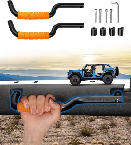 Miniatura 9 de Sunsdrew Asas de agarre para Ford Bronco 2021-2025 de 2 y 4 puertas, solo se ajustan a la barra antivuelco del asiento delantero, asas de agarre