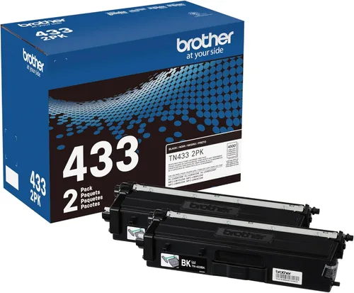 Brother Cartucho de tóner negro de alto rendimiento genuino TN433 2PK (TN4332PK)