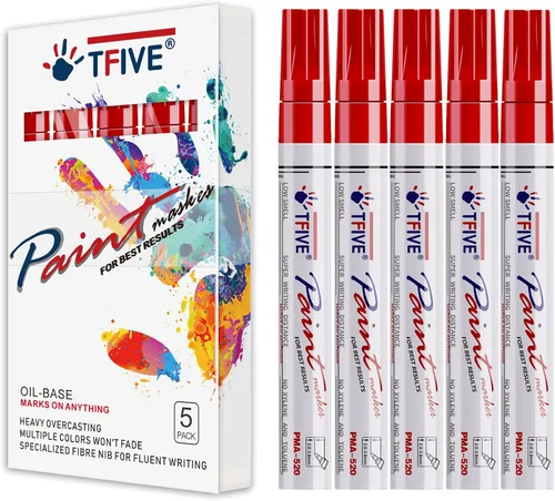 Miniatura 8 de TFIVE Rotuladores de pintura dorados, paquete de 5 rotuladores permanentes a base de aceite, punta media, impermeables y de secado rápido