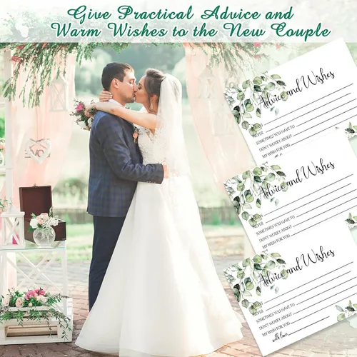 Miniatura 6 de Zonon 50 tarjetas de consejos y deseos, sin revestimiento, para boda, libro de visitas impreso de peso pesado para la novia y el novio, baby shower