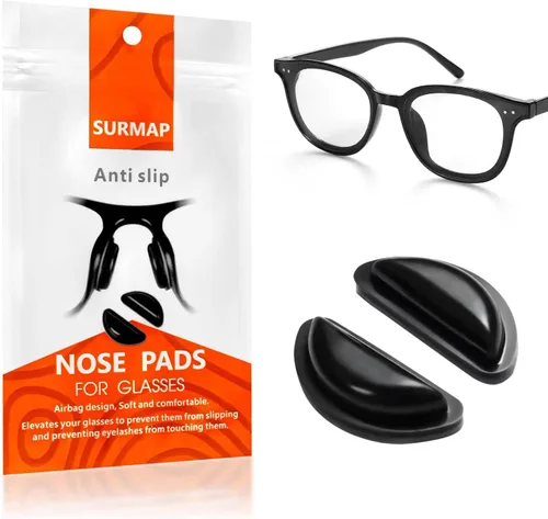 Miniatura 2 de SURMAP Almohadillas nasales para gafas, cómodas almohadillas nasales de silicona suave para gafas, con parte trasera adhesiva, cámara de aire 10
