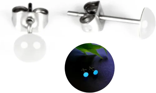 Miniatura 16 de Glow-in-the-Dark 5mm Round Stainless Steel Stud Earrings for Women, Teens & Girls Over 12 Years Old- Hypoallergenic, Flat Back Earrings, Handmade in