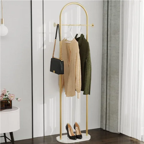 Miniatura 9 de HKaikzo Perchero dorado, moderno perchero con base de mármol, percheros resistentes independientes, puede colgar ropa, sombrero, bufanda, organizar