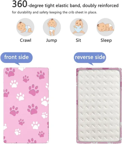 Miniatura 5 de Sábanas bajeras para cuna con temática de Dog Paws, sábanas portátiles para cuna de material ultra suave, ideal para habitación de niños o niñas