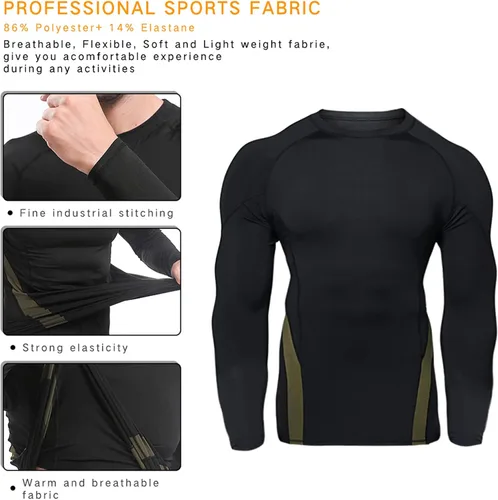 Miniatura 4 de JoofEric Conjunto de ropa interior térmica para hombre, forro polar, parte superior e inferior, ropa interior cálida y larga, trajes deportivos