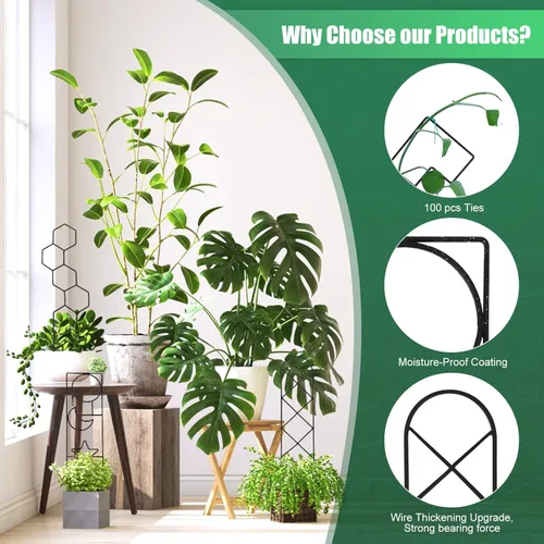 Miniatura 2 de Wellsign Enrejado para plantas trepadoras en interiores, enrejado pequeño de metal para plantas de interior de jardín de 15.94 pulgadas para plantas