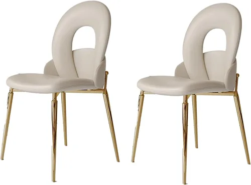 Miniatura 11 de Kitchen Dining Chairs with Genuine Leather,Dining Room Chairs with Metal Legs,Living Room Chair Curved Backrest,Kitchens Chair for Living, Negro