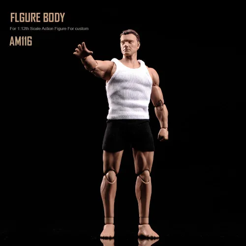 Miniatura 3 de Figura de acción masculina a escala 1:12 AM116 Cuerpo de figura masculina muscular personalizada flexible de 6 pulgadas, muñecas de PVC en miniatura