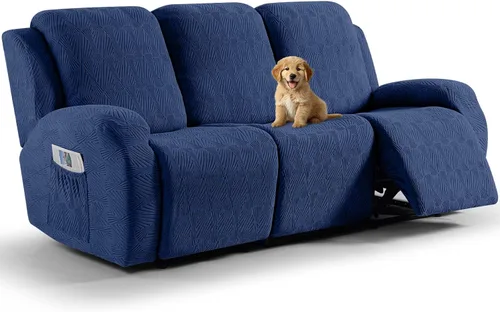 Miniatura 35 de VANSOFY Fundas para sillas reclinables, 4 piezas, elásticas, de tela jacquard, suave funda para silla reclinable, protector de muebles con parte