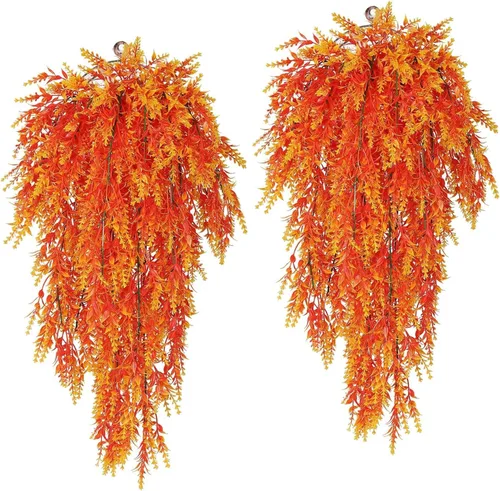 Miniatura 15 de RECUTMS Plantas colgantes artificiales de lavanda falsa, flores resistentes a los rayos UV, decoraciones para interiores y exteriores, 4 paquetes