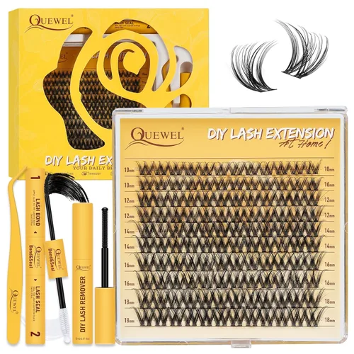 Miniatura 43 de QUEWEL Kit de extensión de pestañas DIY, racimos de pestañas 3D con 280 piezas, racimos de pestañas mixtas de 10-16 mm (30+40+50D), pinzas