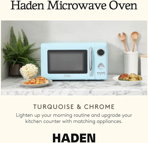Miniatura 5 de Haden Horno microondas de 700 vatios y 0.7 pies cúbicos con controles digitales, descongelación e inicio instantáneo para encimera, pequeño Turquesa