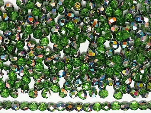 Miniatura 3 de Elegir un tamaño, peridoto Vitrail recubierto, Checa fuego pulido redondo facetado abalorio de vidrio, 16 inch Strand