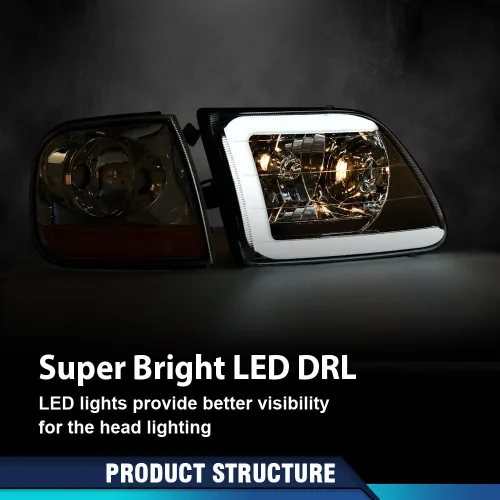Miniatura 5 de PIT66 Tira de luces LED DRL y luces de estacionamiento de esquina Compatible con Ford Expedition 1997-2002/Se ajusta a Ford F150 1998-2003/Se ajusta