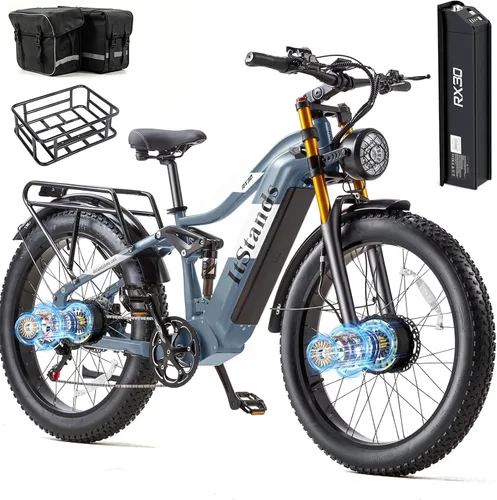 Miniatura 16 de 2026 AWD Electric Bike for Adults Dual Motor 5000W/3000W/1500W Peak 40MPH/30MPH Fast Ebike, Up to 65 /90 /160 Miles Long Range, 26" Full Suspension