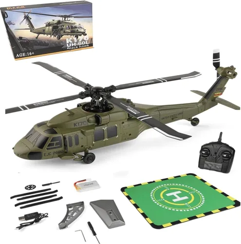 Helicóptero RC K170 UH60L, helicóptero de control remoto para adultos principiantes, 2.4G 4CH RC Plane 6 ejes giroscopio altitud aeronaves militares