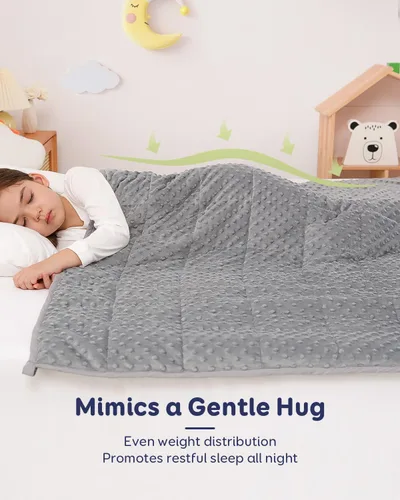 Miniatura 2 de Kivik Manta con peso de 3 libras, manta pesada de puntos Minky suave refrescante para una mejor relajación y sueño, lavable a máquina, 36 x 48 Gris