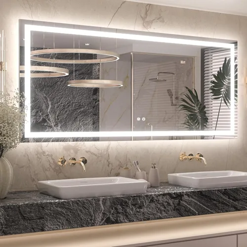 Miniatura 11 de Keonjinn - Espejo de baño LED de 24x32 pulgadas con luz, iluminación frontal y trasera, espejos iluminados para la pared del baño con luces