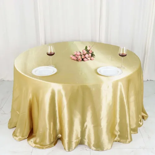Miniatura 9 de Tableclothsfactory Mantel redondo de satén sin costuras color champán de 132