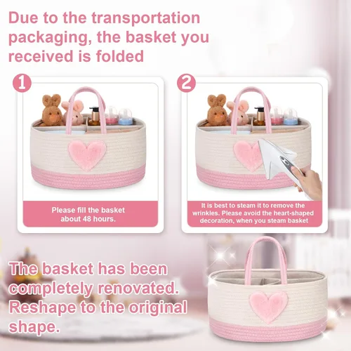 Miniatura 6 de Aliceset Organizador de pañales para bebé, niña, niño, cuerda, cesta de almacenamiento para guardería, bolsa portátil para cambiador, automóvil