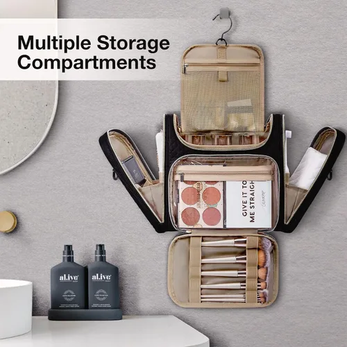 Miniatura 2 de BAGSMART - Estuche de viaje para artículos de aseo personal para mujeres, neceser impermeable para cosméticos y maquillaje, organizador de viaje