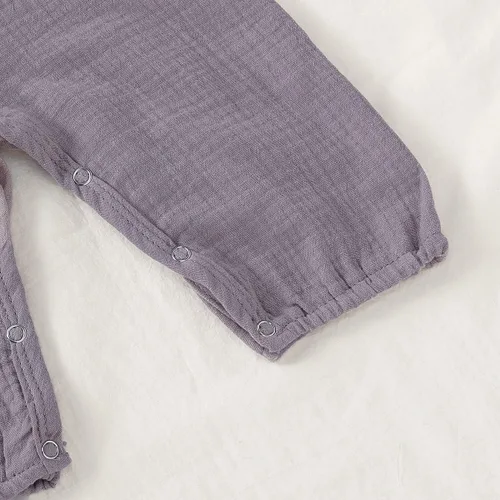 Miniatura 6 de Karuedoo Mameluco básico de algodón y lino de manga corta para niña, con pantalones largos, para otoño e invierno