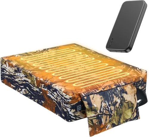 Heated Hunting Seat Cushion Pad Thermal Hunting Seat with 10000 mAh Power Bank Adjustable Temperature Hunting Hot Seat Cushion for Tree