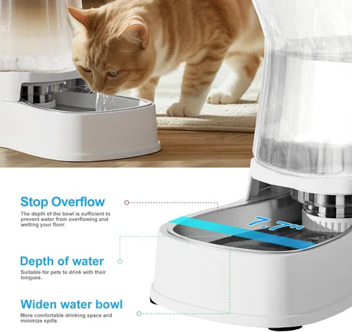 Miniatura 4 de Dispensador automático de agua por gravedad para perros, dispensador de tazón de agua de acero inoxidable de 1 galón, dispensador de fuente de agua