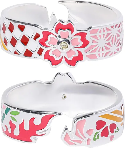 LANMENSY Demon Slayer Anillos de anime Joyería original de plata de ley 925 "All24 estilos" nuevo Tamaño ajustable Kimetsu No Yaiba Cosplay Moda