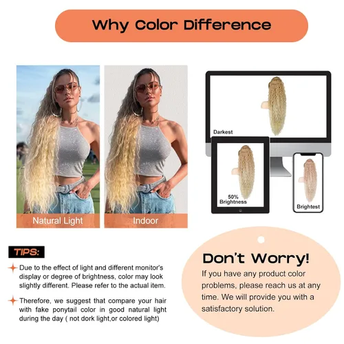 Miniatura 9 de SEIKEA Extensión de cola de caballo, cola de caballo falsa de 22" larga, ligera, rizada natural completa con cordón, extensión de cabello