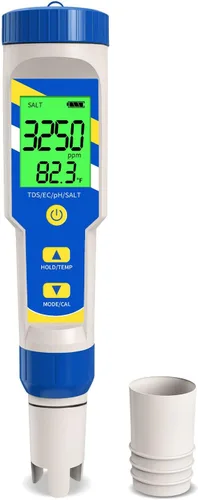 Miniatura 7 de Medidor de sal de piscina pH y sal para piscina de agua salada, pH y salinidad, medidor digital 7 en 1 para piscinas, jacuzzis y spas de natación