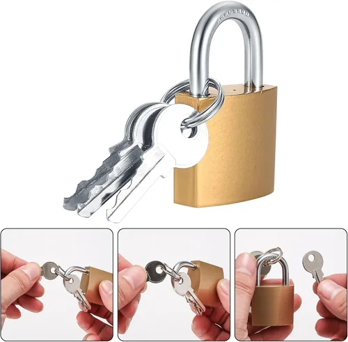 Miniatura 4 de 4 piezas de candados pequeños con llave, candados de chapa, candado de latón sólido con llave, cerraduras de casilleros con las mismas llaves