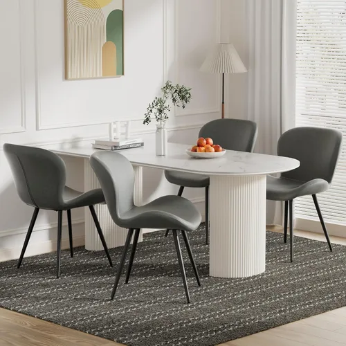 Miniatura 10 de Nalupatio Juego de 2 sillas de comedor, modernas sillas de comedor con respaldo cómodo, sillas de cocina tapizadas gruesas, 19 pulgadas de altura