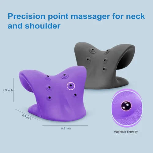 Miniatura 6 de Estirador de cuello con terapia magnética de acupresión para aliviar el dolor, relajante de cuello y hombros, almohada quiropráctica, restaurar