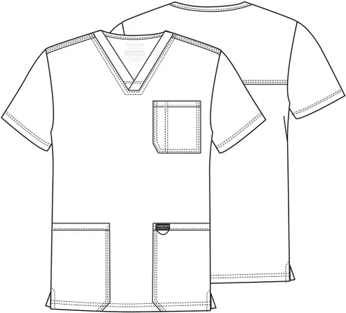 Miniatura 6 de Cherokee WW670 - Camiseta médica para hombre con cuello en V con 3 bolsillos, detalles de punto, suave, duradera, transpirable, tela elástica de 2