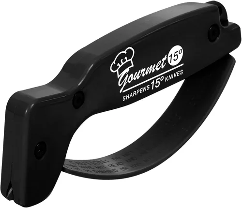 AccuSharp Serie Gourmet - Afilador de cuchillos de 15 grados para cuchillos gourmet, cuchillas reversibles de carburo de tungsteno afilado con Negro