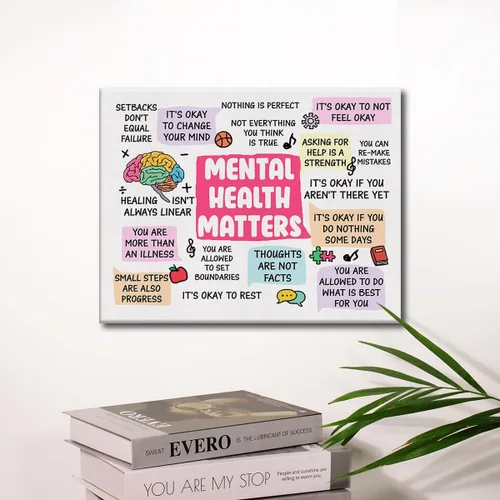 Miniatura 3 de Hijie Póster de Lienzo de Arte de Pared de Salud Mental de Terapia de Oficina para Decoración - Arte de Pared de Impresión en Lienzo Motivacional La