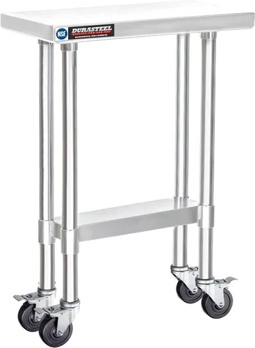 Miniatura 64 de DuraSteel Carrito de acero inoxidable NSF de 30 x 72 pulgadas, mesa de preparación de alimentos resistente con estante inferior, isla de cocina