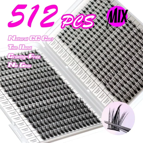 Miniatura 3 de Extensiones de racimos de pestañas individuales falsas de visón Manga para Cosplay, pestañas postizas DIY, extensiones individuales de 512 racimos