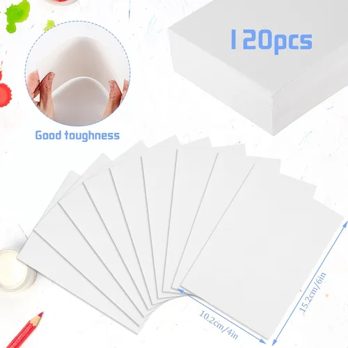 Miniatura 2 de 120 hojas de papel de acuarela a granel, 140 lb/300 GSM, papel blanco de prensa en frío, papel de color agua para niños, estudiantes, adultos