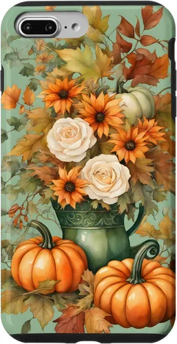 Miniatura 12 de Vintage Autumn Flower Fall Pumpkin Teal Case for iPhone 17