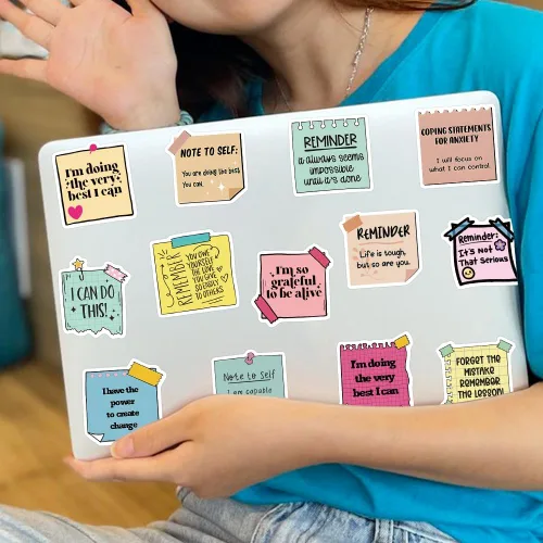 Miniatura 3 de 100 unidades de calcomanías motivacionales de autoafirmación, calcomanías impermeables con citas inspiradoras para botellas de agua, laptop, álbum