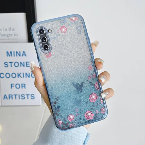 Miniatura 4 de Funda para Note 10, Galaxy Note 10 para mujer, cambio gradual con purpurina, cristal suave, TPU elegante, mariposa, floral, corazón, transparente