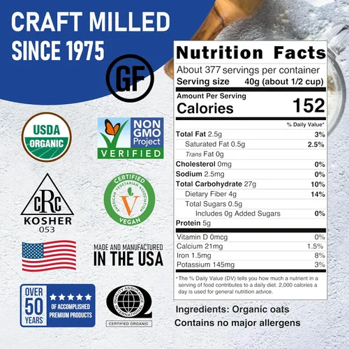 Miniatura 2 de Great River Milling Avena orgánica cortada de acero Grano entero, sin OMG, Kosher abundante saludable Textura y sabor ricos Perfecto