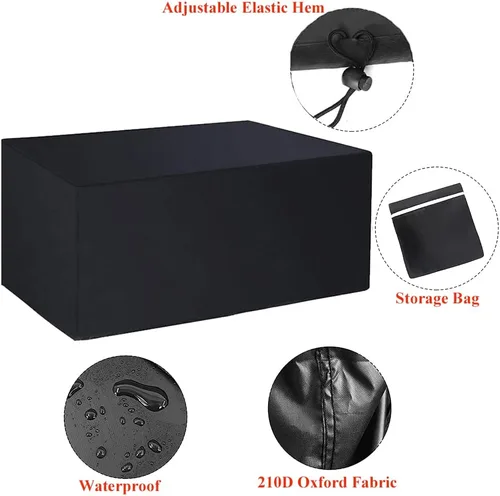 Miniatura 3 de Juego de fundas cuadradas / rectangulares para muebles de mesa de patio, impermeables, para exteriores, interiores, a prueba de polvo, para mesa