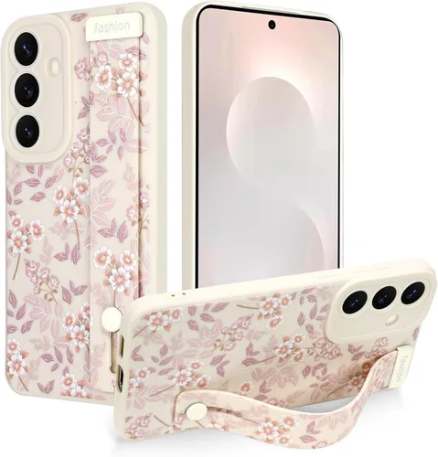 Miniatura 49 de Funda magnética compatible con Samsung Galaxy S25 Ultra para mujeres y hombres, estética flor de durazno, correa de muñeca ajustable incorporada