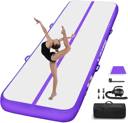 Miniatura 11 de Colchoneta inflable para gimnasia con bomba de aire eléctrica, pista de gimnasia para uso doméstico, entrenamiento, animadoras, niños, gimnasio, yoga
