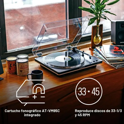 Miniatura 7 de Audio-Technica AT-LP70XBT Tocadiscos Inalámbrico (Negro/Bronce)