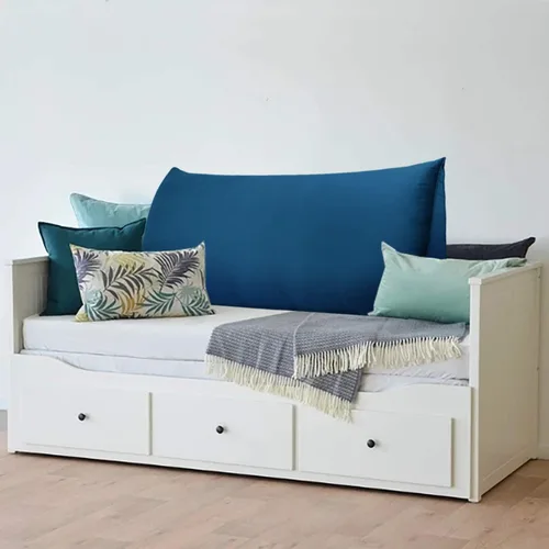 Miniatura 6 de VERCART Almohada grande de cuña para cama de lectura, cabecera tapizada triangular, respaldo para sentarse en la cama con funda extraíble de Azul